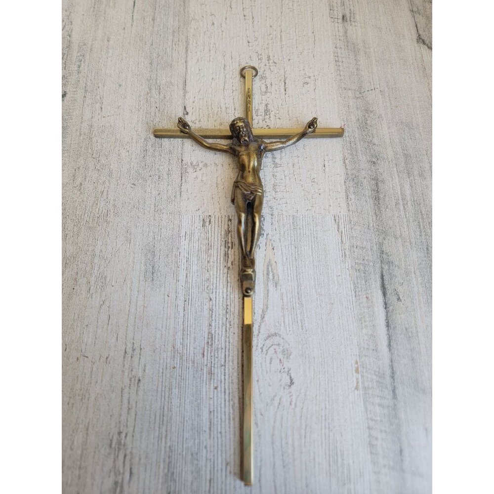 INRI‎ brass metal cross crucifix Jesus Christ Nativity home decor religious
